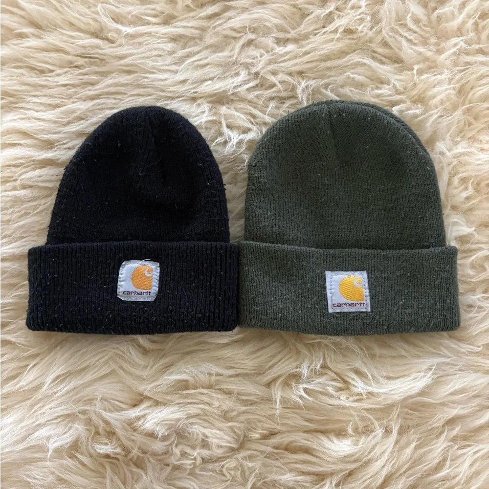 Carhartt Toddlers Black and Olive Beanie Duo